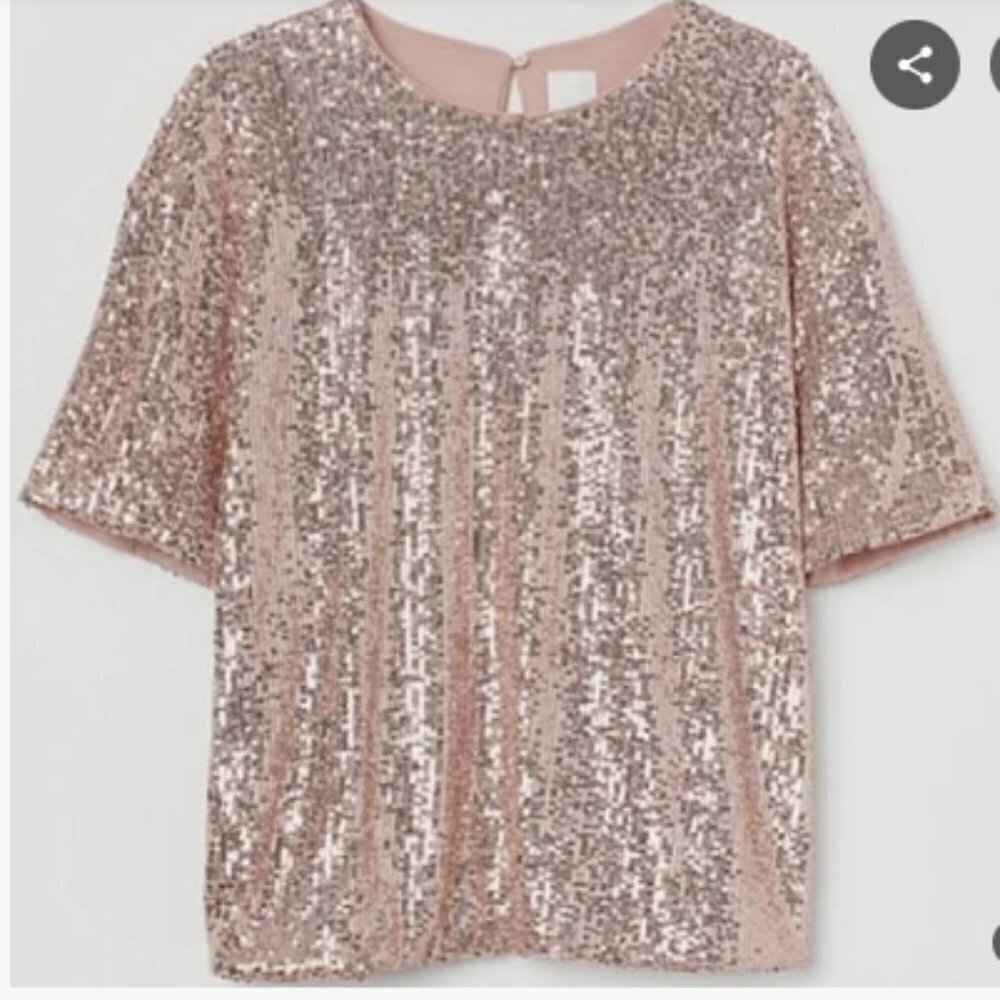 NWT H&M Rosegold Sequin Top Size Small (S)